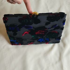 Vintage Coblentz Original Black Felt Floral Clutch